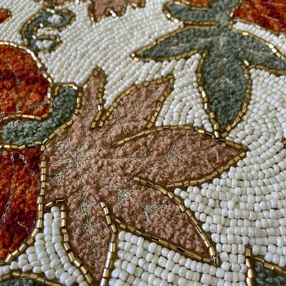 Tahari PUMPKIN  Beaded Placemat Charger 15